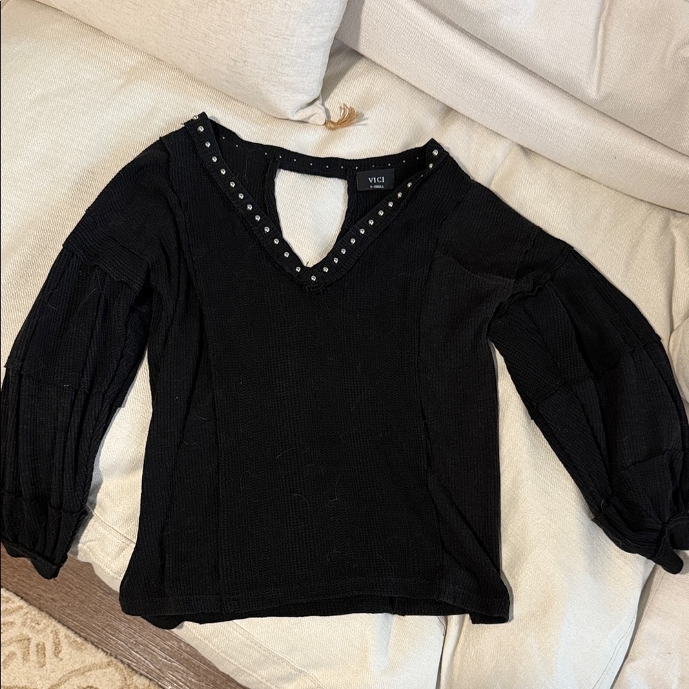 Vici Black Studded Blouse